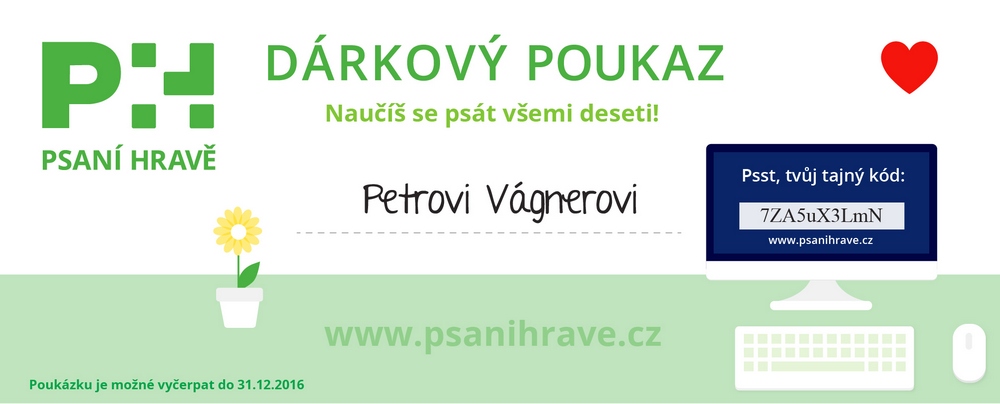 Dárkový poukaz Psaní Hravě